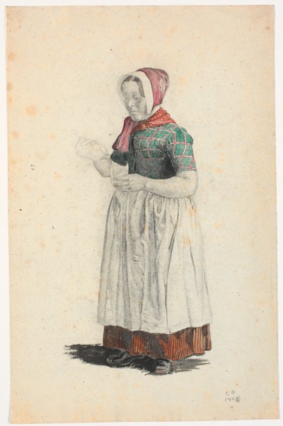 Standing Peasant Woman Pouring into a Glass by Christen Dalsgaard