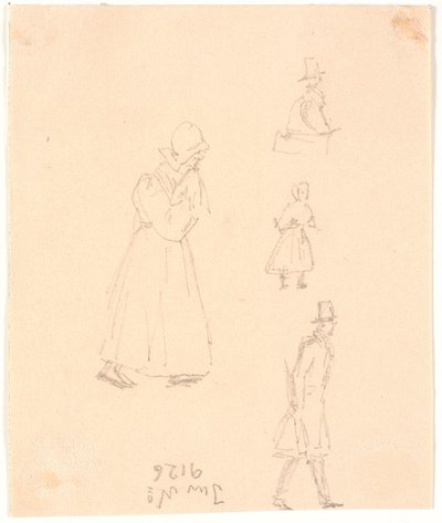 Four Figure Sketches by Christen Købke