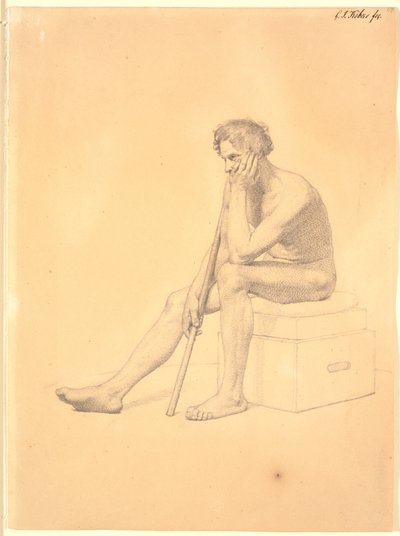 Seated Male Academy Model by Christen Købke