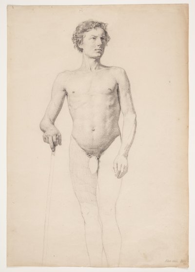 Standing Male Academy Model, Legs Only Contoured by Christen Købke