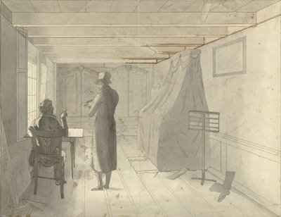 Interior with Two Men Including a Draftsman by Christiaan Andriessen