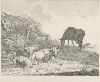 Landscape with Cattle by Christiaan Godfried Schutze van Houten