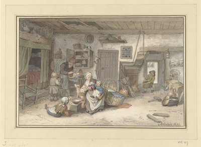 Interior with Peasant Family by Christiaan Josi