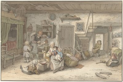 Interior with Peasant Family by Christiaan Josi