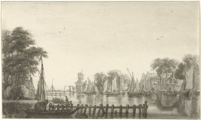 River View with Sailing Ships by Christiaan Josi