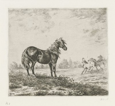 Landscape with Three Horses by Christiaan Wilhelmus Moorrees