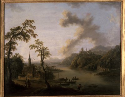 River landscape by Christian Georg the Elder Schuetz