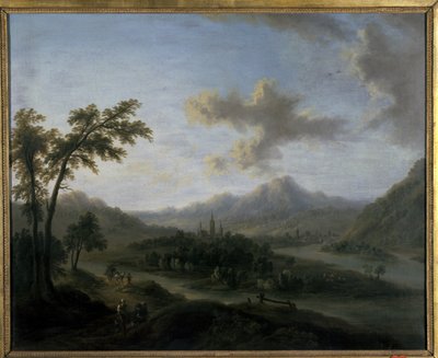 River landscape by Christian Georg the Elder Schuetz