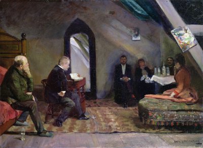 Reading in the studio by Christian Krohg