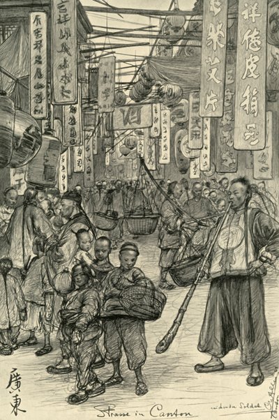 Street scene, Canton, China by Christian Wilhelm Allers