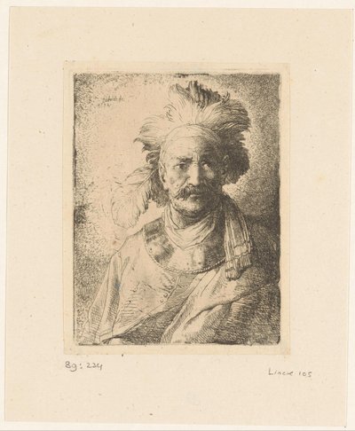 Old Man with Feather Headdress by Christian Wilhelm Ernst Dietrich