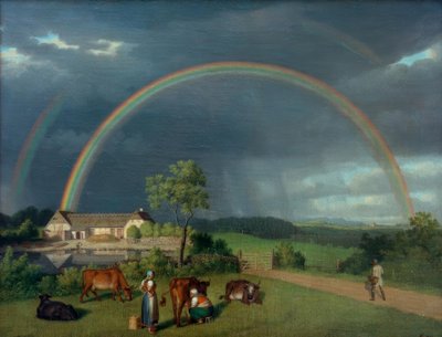 Courtyard in Spejlsby on Møn by Christoffer Wilhelm Eckersberg