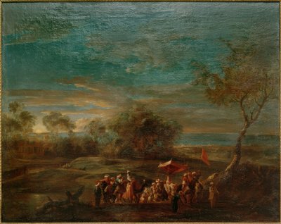 Morning Landscape with Oriental Bridal Procession by Christoph Ludwig Agricola