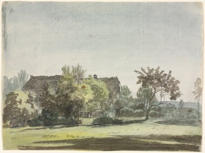 Farmhouse behind Trees (c. 1790) by Christoph Nathe