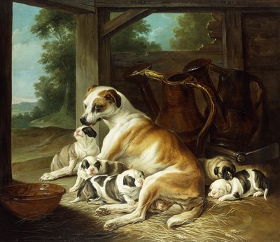 A Mother with Her Puppies by Christophe Huet