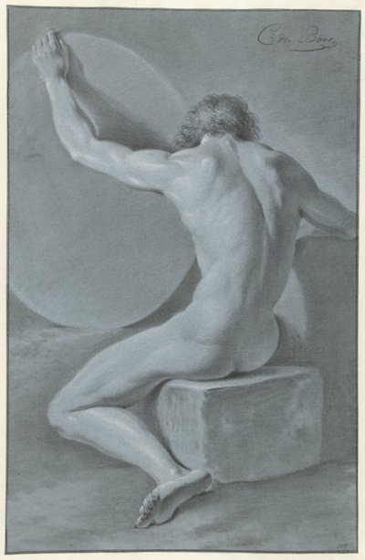Seated Male Nude, Seen from the Back by Chrétien Dubois