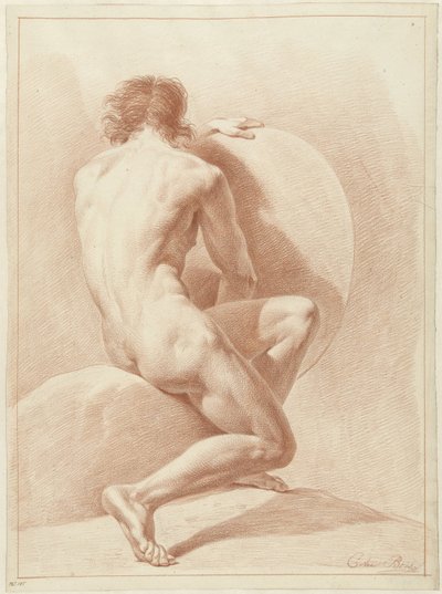 Seated Male Nude, Seen from the Back by Chrétien Dubois