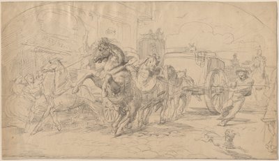 The Runaway Carriage by Circle of Eugène Delacroix