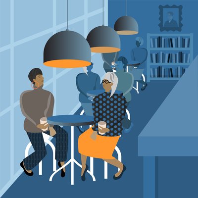 Coffee Shop Meeting by Claire Huntley
