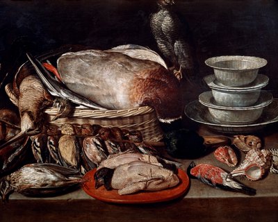 Still life showing birds, shells and pottery by Clara Peeters