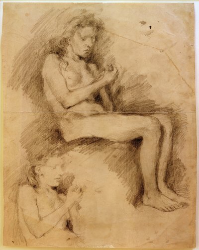 Nude Studies of a Seated Girl by Clara Siewert