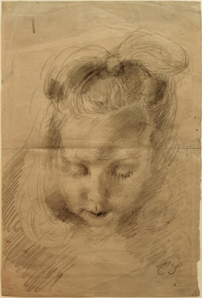 Girl with Closed Eyes and Hair Ribbon by Clara Siewert