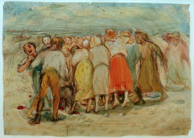 Angry Crowd Surrounds the Stoned Witch by Clara Siewert