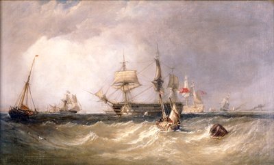 Men-of-War off Portsmouth, Hampshire, 1855 by Clarkson Stanfield