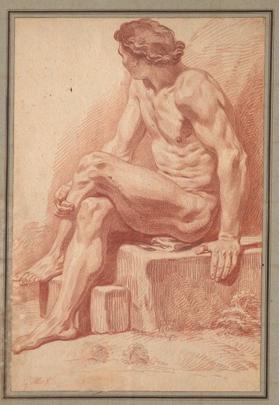 Seated Male Nude by Claude Gillot