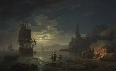 Coastal Scene in Moonlight by Claude Joseph Vernet