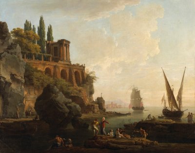 Imaginary Landscape, Italian Harbour Scene by Claude Joseph Vernet