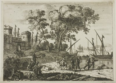 Coast Scene with an Artist Drawing by Claude Lorrain