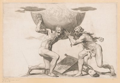 Atlas Giving the Celestial Sphere to Hercules by Claude Mellan (possibly)