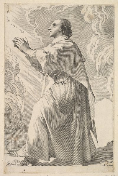 A Young Saint in Prayer by Claude Mellan