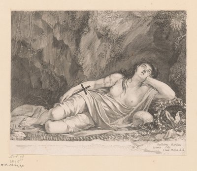 St. Mary Magdalene Lying in a Cave by Claude Mellan