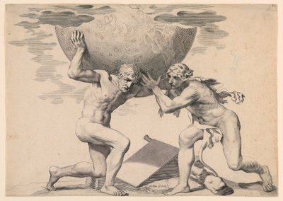 Hercules and Atlas by Claude Mellan