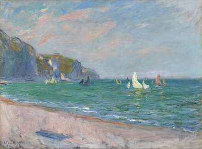 Boats in front of the cliffs of Pourville, 1882 by Claude Monet