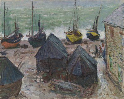 Boats on the Beach at Étretat by Claude Monet