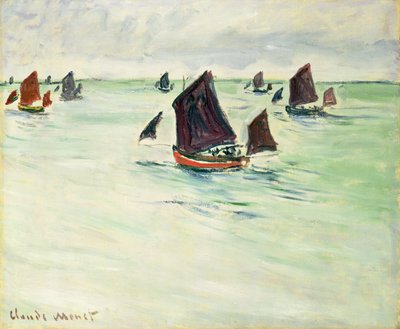 Fishing Boats at the large Pourville by Claude Monet