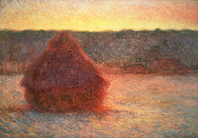 Haystacks at Sunset, Frosty Weather by Claude Monet