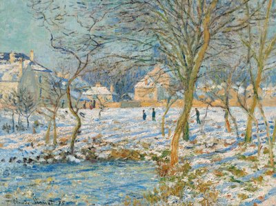 The Pond, Snow Effect by Claude Monet