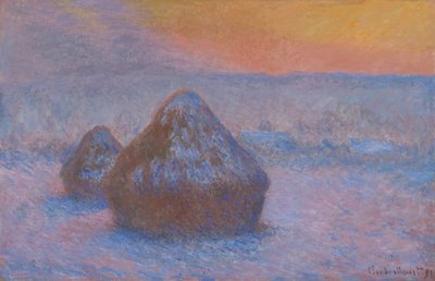 Stacks of Wheat Sunset, Snow Effect, 1890-91 by Claude Monet