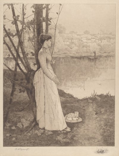 Untitled (Lady by a Riverbank) by Clement Rollins Grant