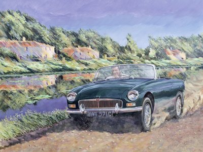 MGB by a French Canal by Clive Metcalfe