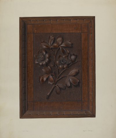 Carved Wood Panel by Clyde L. Cheney