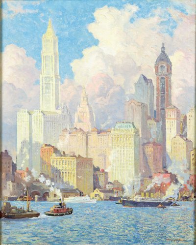 Hudson River Waterfront, New York by Colin Campbell Cooper