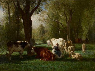 Landscape with Cattle and Sheep by Constant Emile Troyon