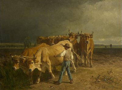 Oxen Plowing by Constant Emile Troyon