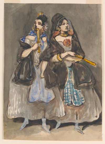 Two Spanish Women Promenading by Constantin Guys