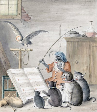Cat Concert (engraving) by Cornelis (after) Saftleven